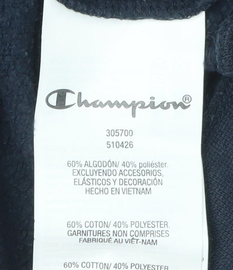 Brand and care label for Champion boys’ black logo pullover sweatshirt large