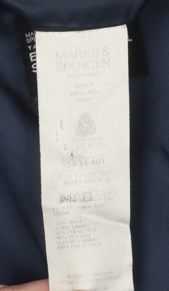 Marks and Spencer Men’s Navy Striped Suit Jacket 42S