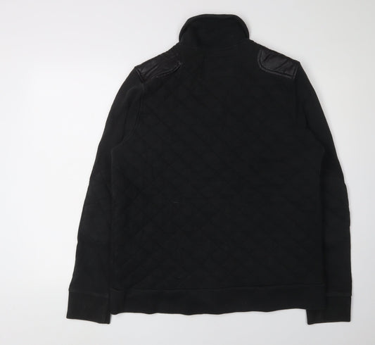River Island Men's Black Quilted Cardigan Sweatshirt L