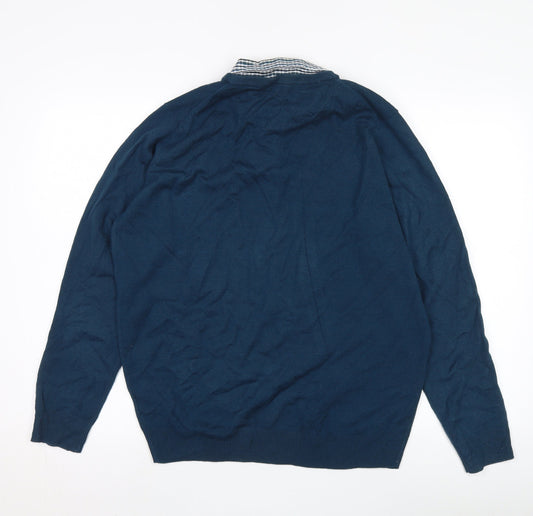 James Pringle Men's Blue Medium Cotton Pullover Jumper