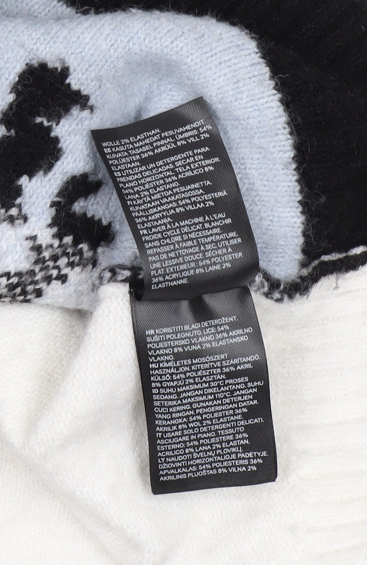 Brand and care label for H&M unisex coca-cola graphic white pullover s
