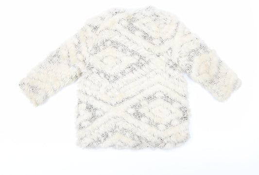 Catimini Girls Ivory Faux Fur Coat, Size 4 Years