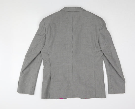 Marks and Spencer Men's Grey Check Blazer, Size 40S