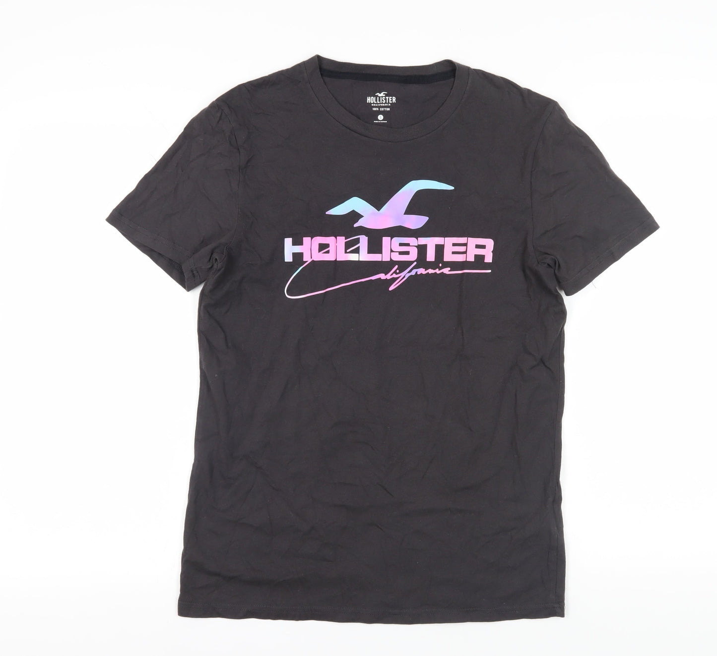 Hollister Men's Black Graphic Print T-Shirt, Size S