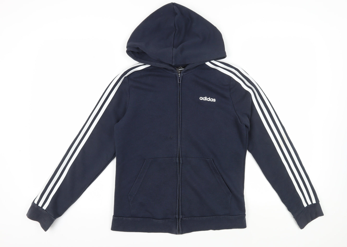 Adidas Blue Unisex Hoodie, Size M, Full Zip & Logo, Activewear