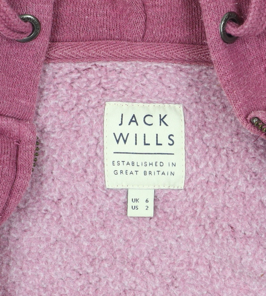 Jack Wills Pink Full Zip Hoodie Women Size 6