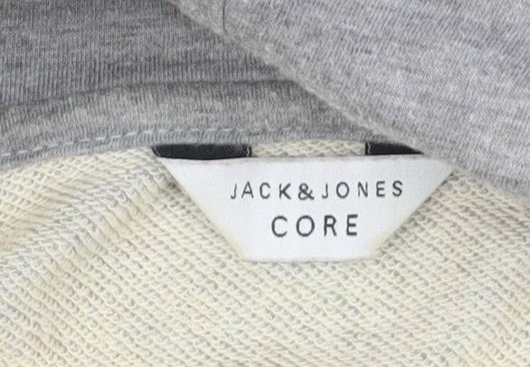 Jack & Jones Grey Medium Hoodie for Men - Stylish Logo Detail