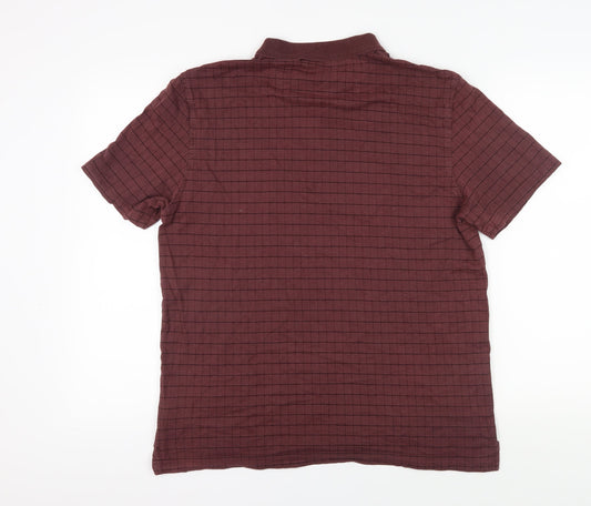 Van Heusen Men's Red Check Polo Size L