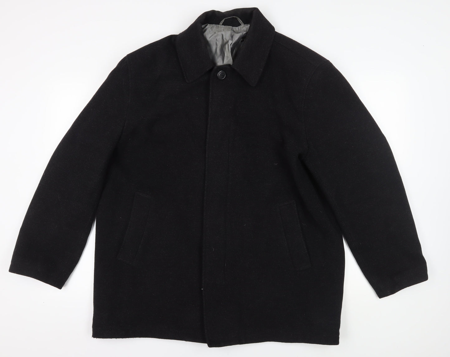 Lakeland Men's Black Wool Blend Overcoat Large