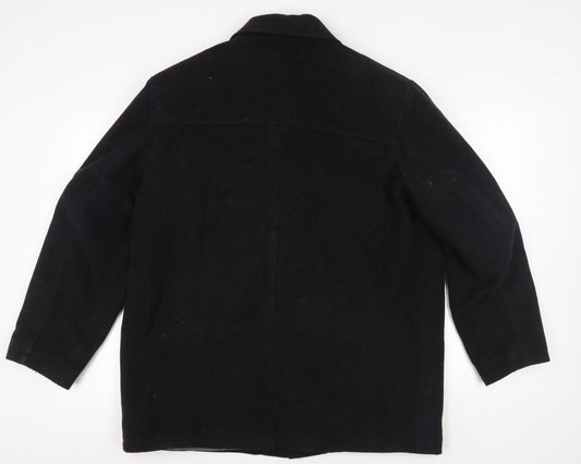 Lakeland Men's Black Wool Blend Overcoat Large