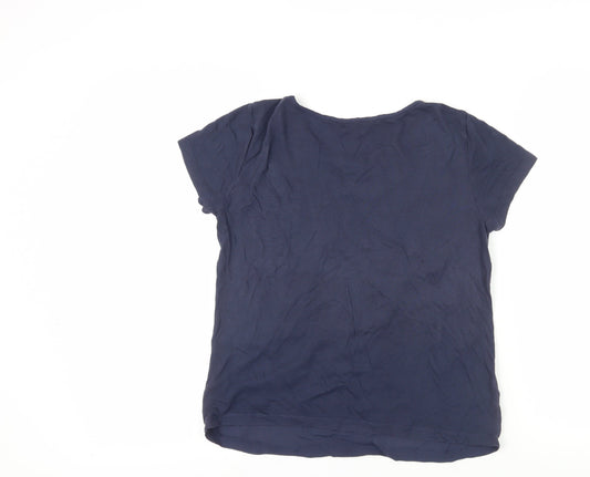 Womens UK Size S Laura Ashley Blue Viscose T-Shirt