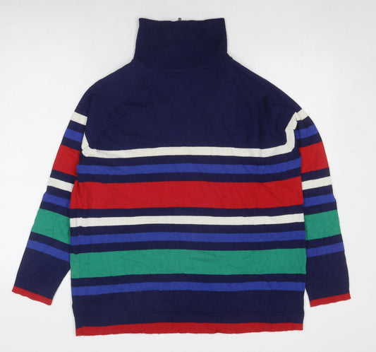 ISLE COLLECTION Men's Multicoloured Striped Full Zip Jumper L