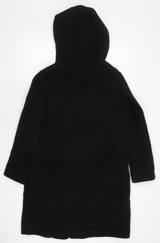 Next Men's Black Hooded Parka Coat with Zipped Pockets