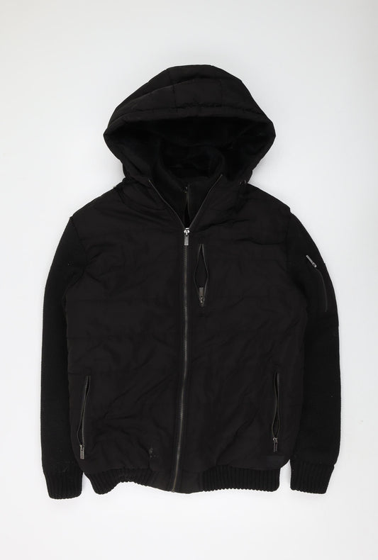 Firetrap Men's Black Puffer Jacket M Winter Hooded