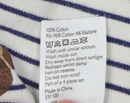 Brand and care label for John Lewis girls’' striped fairy t-shirt, 7 years, white
