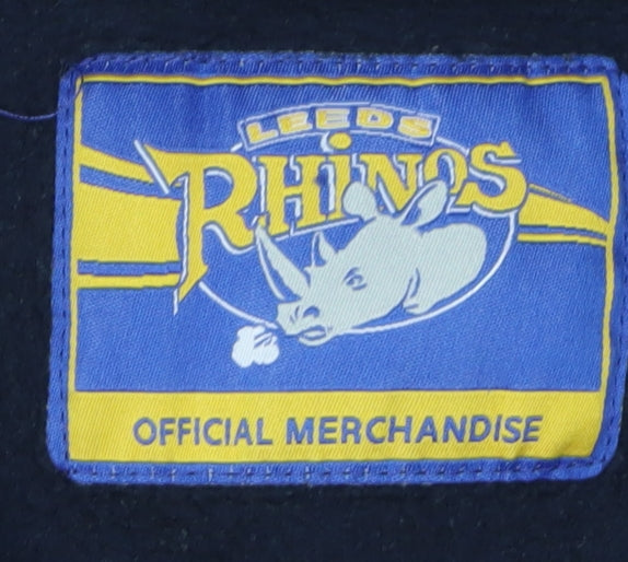 Leeds Rhinos Men's Black Henley Sweatshirt Size S
