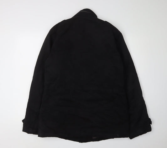 Men's Black Cotton Jacket, Medium, Button-Up, Casual