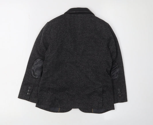 Zara Boys Black Suit Jacket 6 Years Wool Herringbone Classic