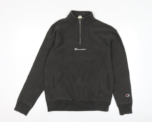 Champion Men's Black XS 1/4 Zip Sweatshirt Logo