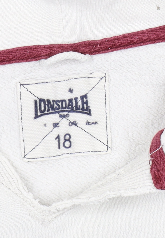 Lonsdale Men's White Pullover Hoodie - Size 16