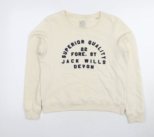 Womens UK 10 Regular Jack Wills Ivory Pullover Sweatshirt