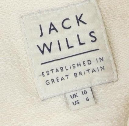 Jack Wills Women's Ivory Logo Pullover Sweatshirt UK 10