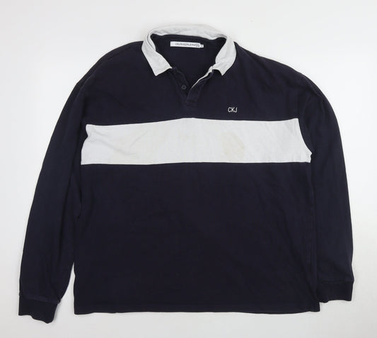 Calvin Klein Jeans Men's Blue Long Sleeve Polo M