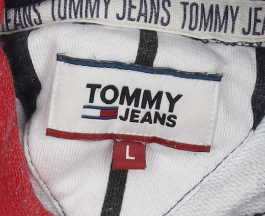 Tommy Jeans Men's Multicoloured Striped Hoodie L