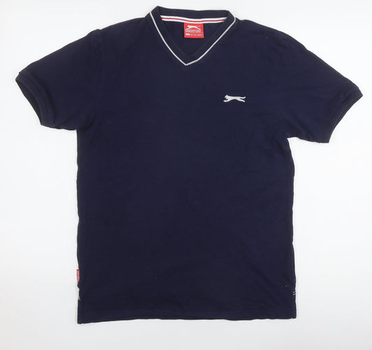 Slazenger Men's Blue V-Neck T-Shirt, Size S, Cotton
