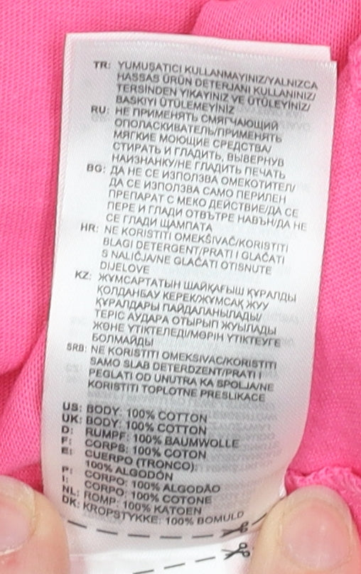 Brand and care label for Adidas Women's Pink Cropped T-Shirt -, size 4, Crew Neck