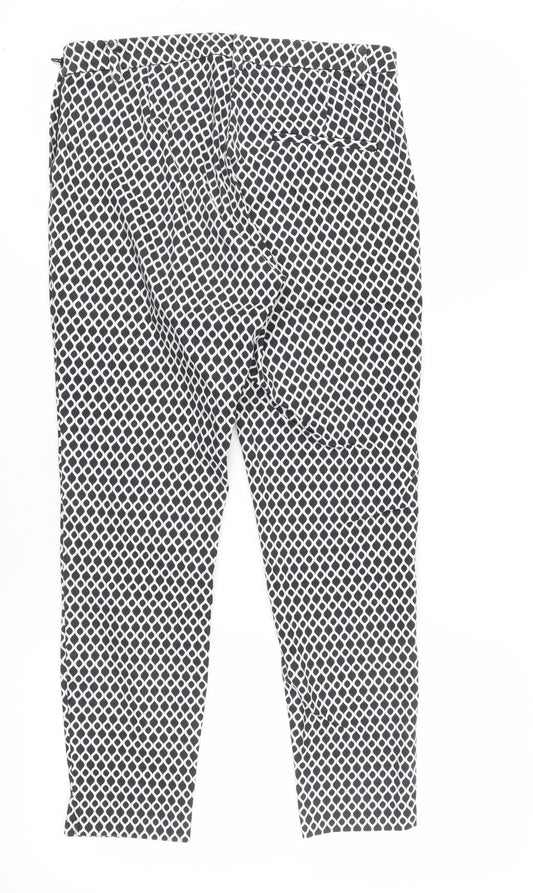 H&M Women’s Geometric Trousers, Size 10, Black/White