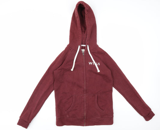 Jack Wills Women's Red Full Zip Hoodie, Size 10