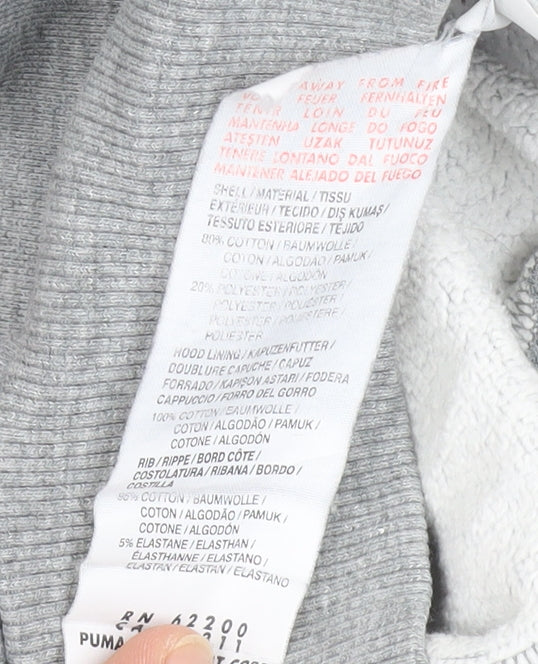Puma Unisex Grey 2XL Pullover Hoodie, Logo, Fleece
