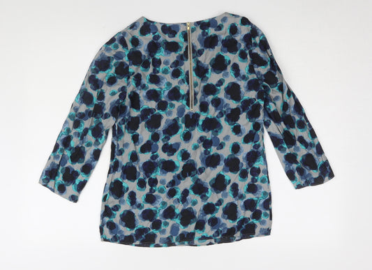 Boden Women's Blue Floral 3/4 Sleeve Blouse, Size 8