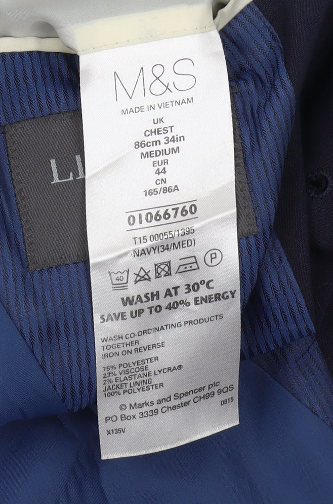 Marks and Spencer Men's Blue Blazer, Size 34R, Formal