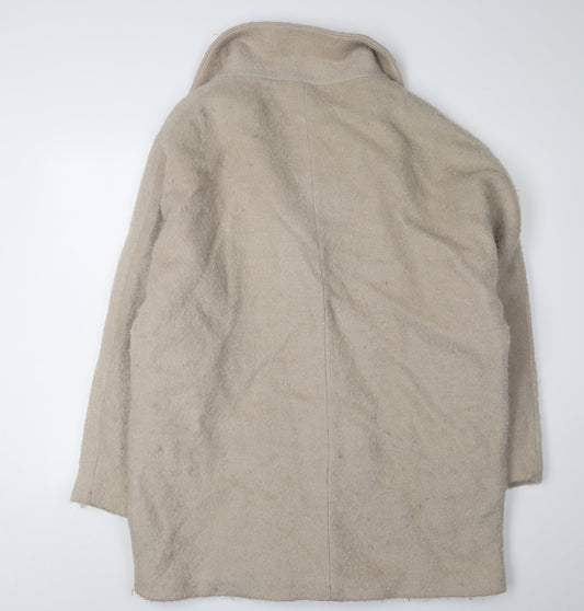 Topshop Beige Women's Coat Size 14 with Button Closure