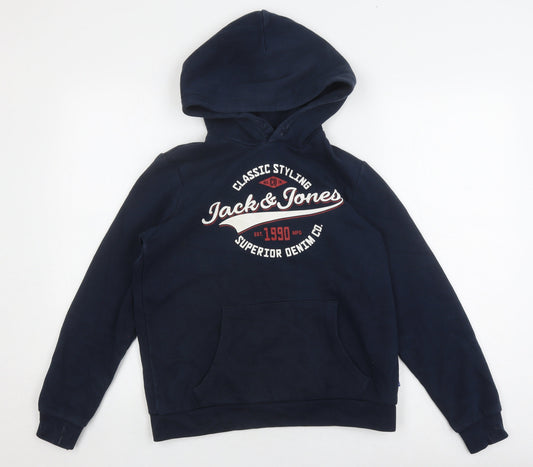 Jack & Jones Boys Blue Hoodie, Size 164, Pullover Style
