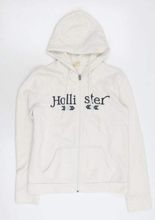 Hollister Women's White Hoodie Jacket S Casual