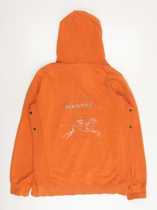 Joules Men's Orange Pullover Hoodie, M, Logo Detail