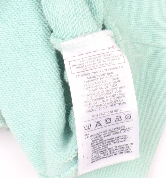 Adidas Women's Green Hoodie Size 14 - Sport Style