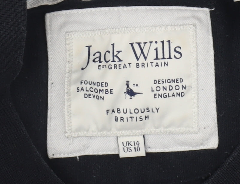 Jack Wills Women's Black Crew Neck Jersey Size 14