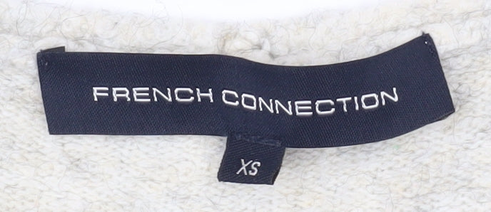 Brand and care label for French Connection Women's Ivory V-Neck Pullover XS