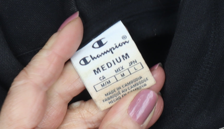 Champion Women's Black Hoodie M Medium Pullover Print