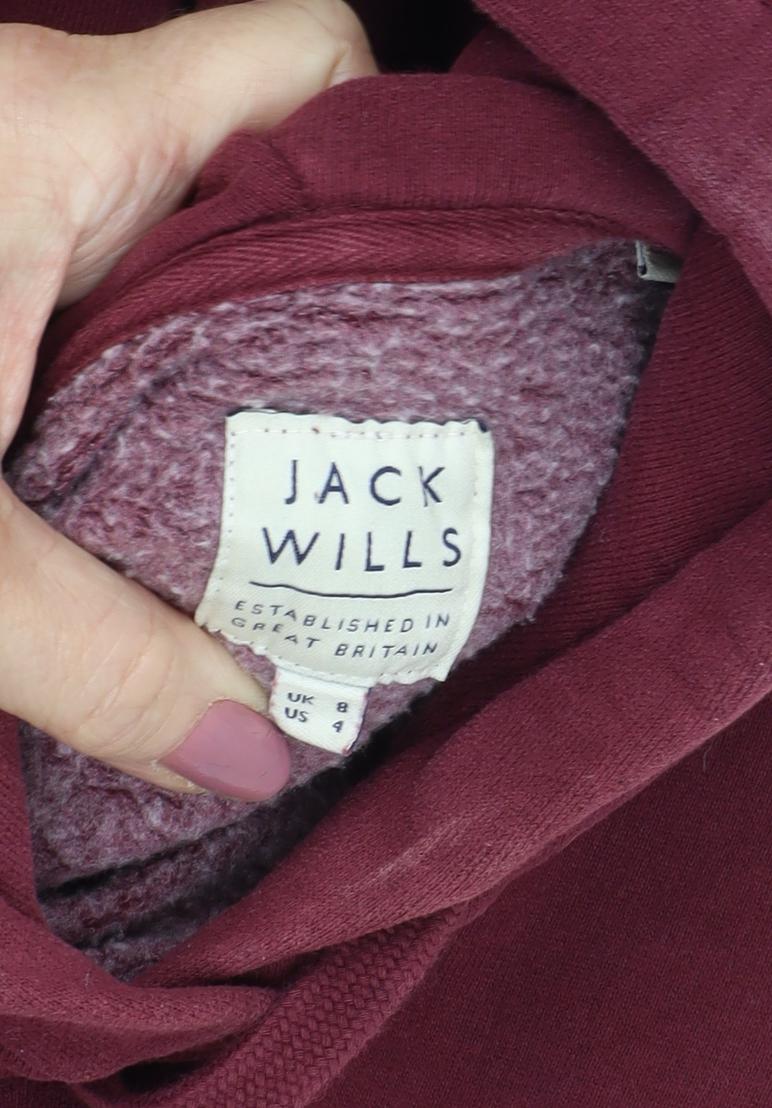 Jack Wills Women's Red Floral Embroidered Hoodie Size 8