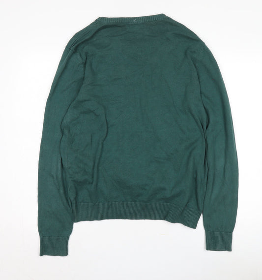 Jack & Jones Men's Green Santa Christmas Jumper Medium