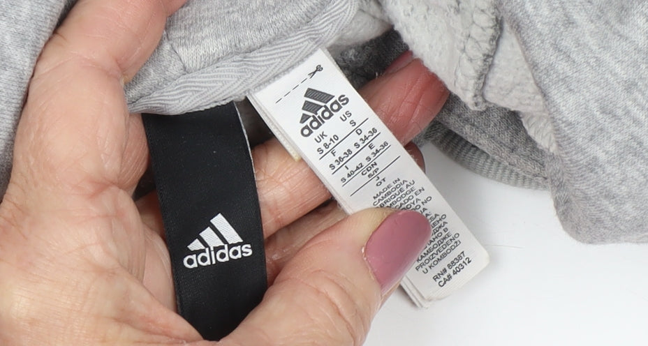 Adidas Women's Grey Hoodie S Pullover with Logo & Pockets