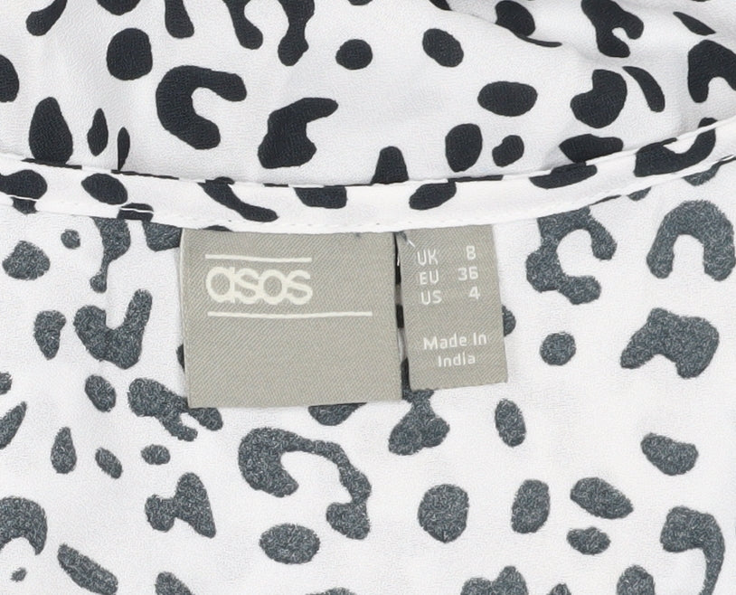 Brand and care label for ASOS Women's White Animal Print Shift Dress 8