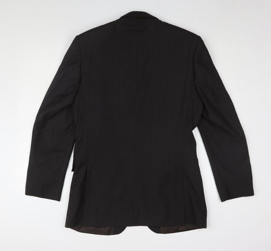 Burton Men's Black Pinstripe Blazer, Size 38R, Regular Fit