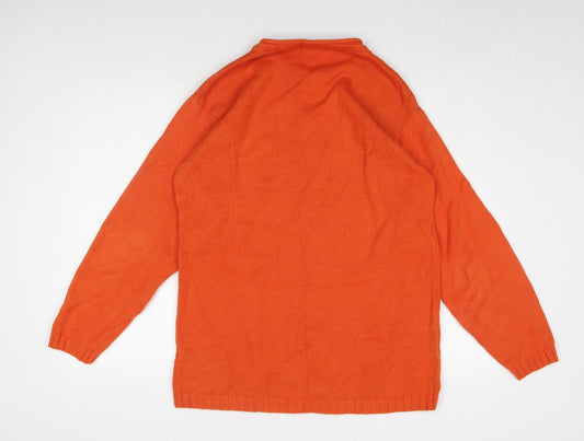 Fosters Trading Men's Orange Cotton Pullover Jumper M