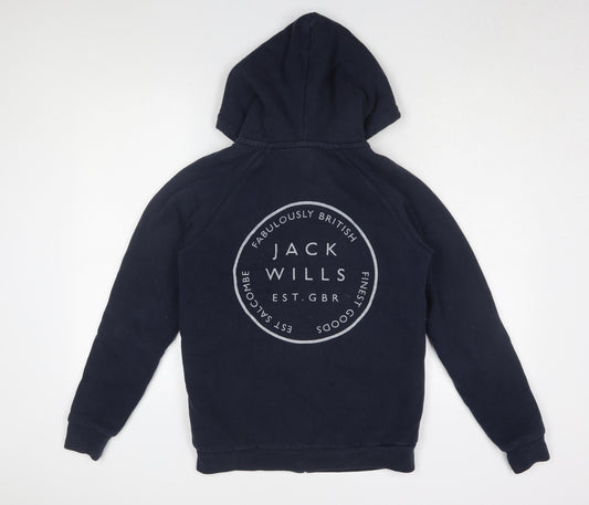 Jack Wills Women's Blue Hooded Basic Jacket, Size 10